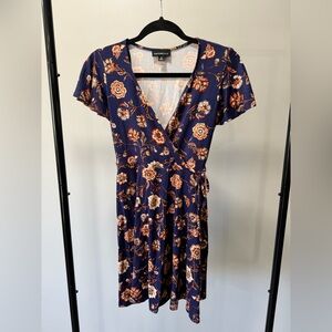 Navy Floral Midi Dress